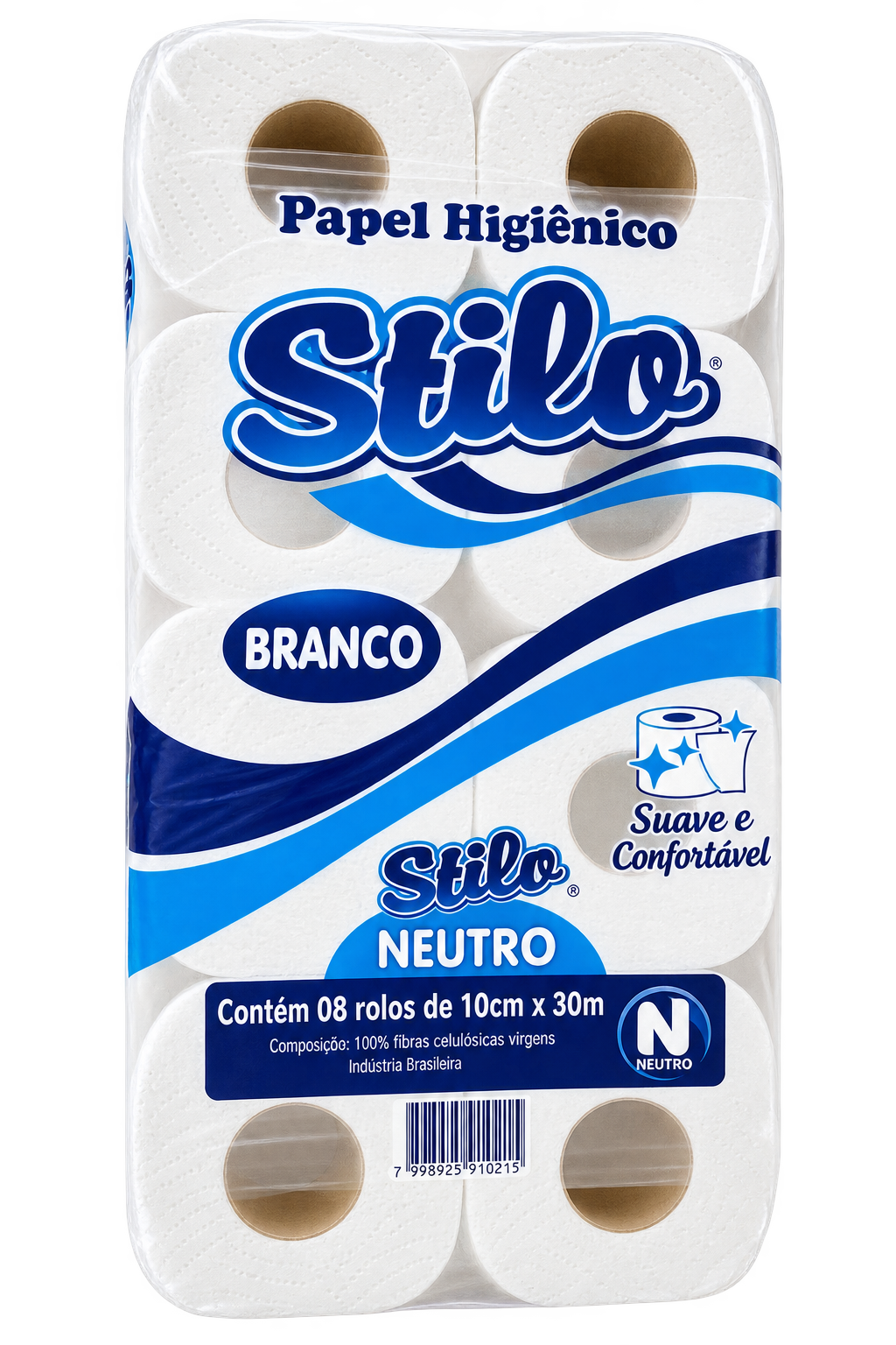 PAPEL HIGIENICO STILO BRANCO 8 ROLOS 100X10CM