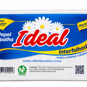 PAPEL TOALHA IDEAL 1.000 FOLHAS BRANCO INTERFOLHADO