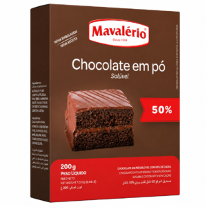 CHOCOLATE EM PÓ SOLÚVEL 50% 200G MAVALÉRIO