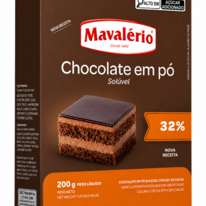 CHOCOLATE EM PÓ SOLÚVEL 32% 200G MAVALÉRIO