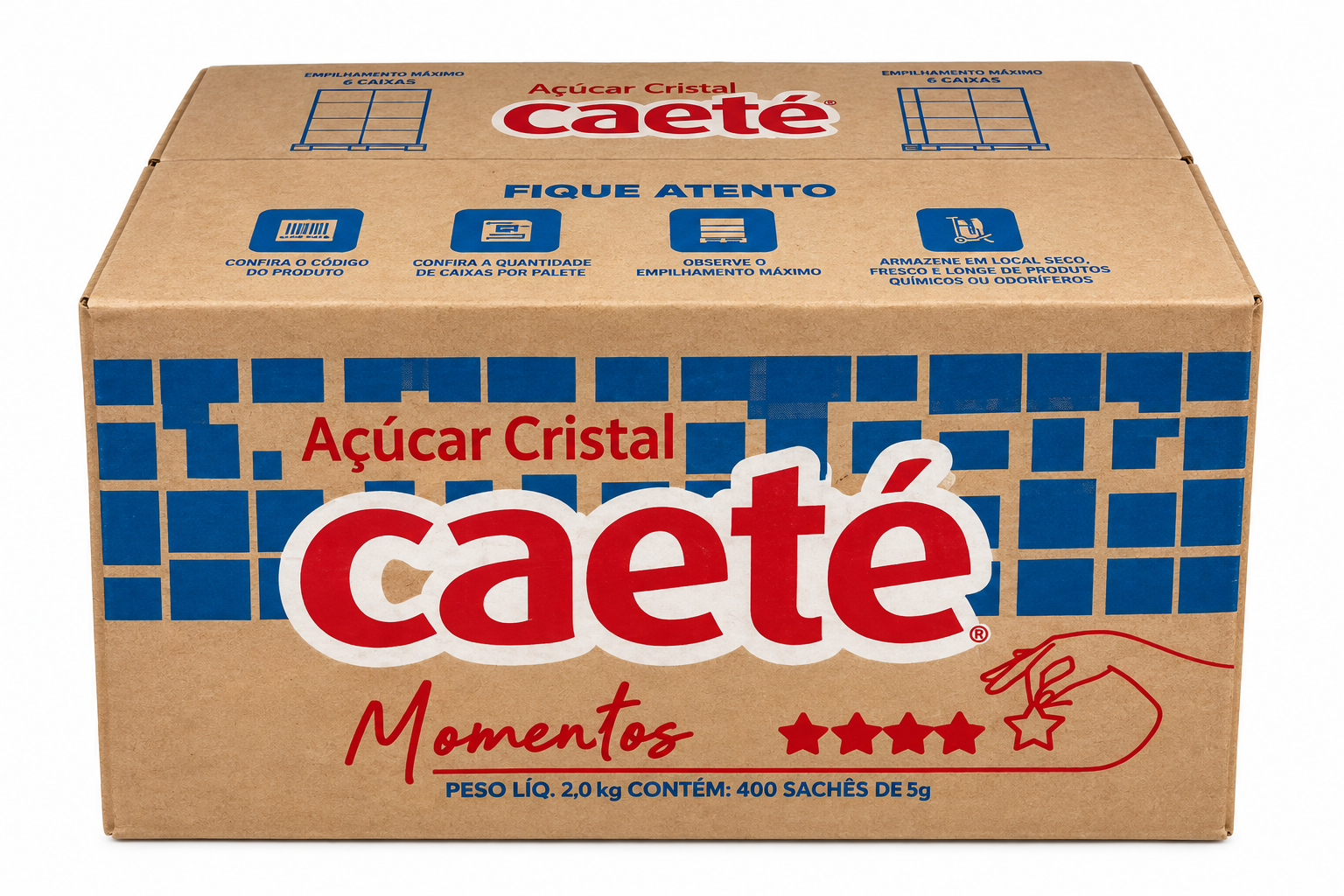 AÇÚCAR CRISTAL CAETÉ MOMENTOS – 400 SACHÊS DE 5G (2KG)