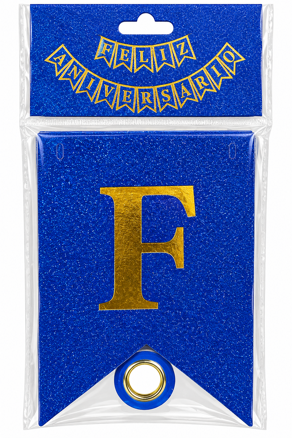 FAIXA FELIZ ANIVERSÁRIO COM GLITTER AZUL ESCURO