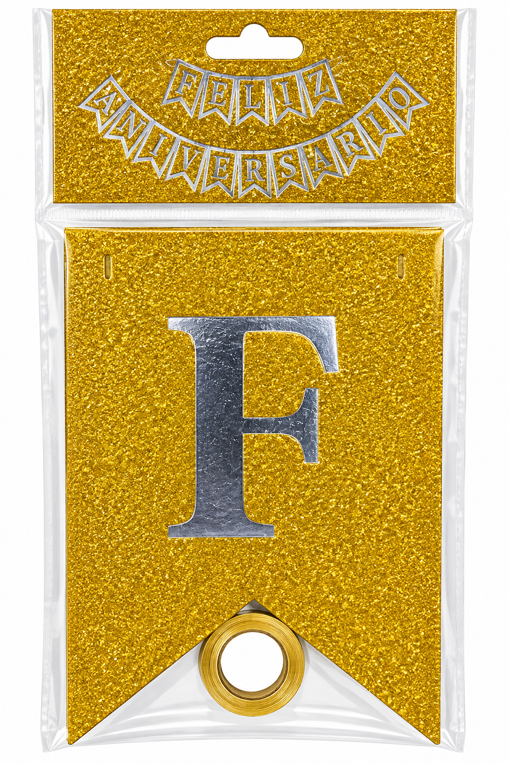 FAIXA FELIZ ANIVERSÁRIO COM GLITTER DOURADO – PRATA