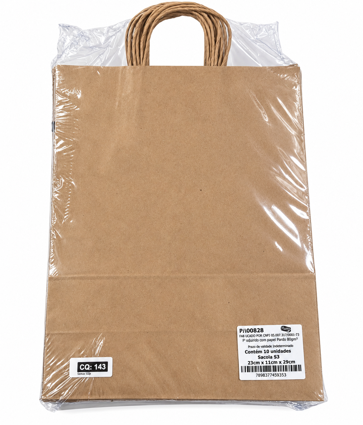 **SACOLA DE PAPEL KRAFT S3 COM ALÇA DE CORDA 23X11X29CM – 10 UNIDADES**