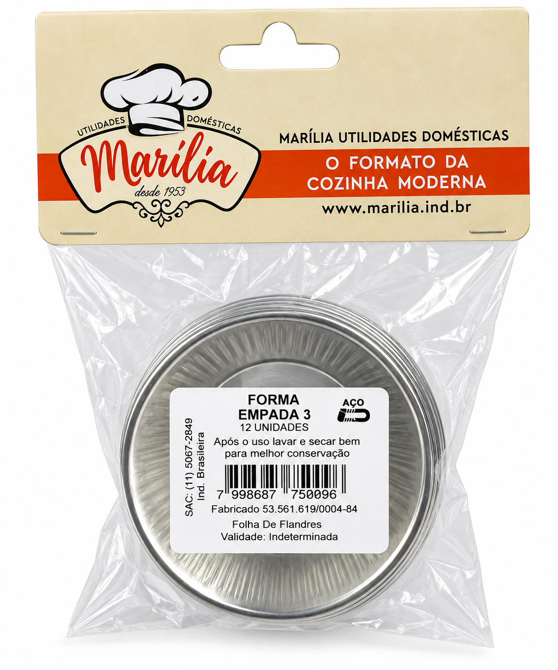 FORMA PARA EMPADA Nº 3 EM AÇO MARÍLIA – 12 UNIDADES