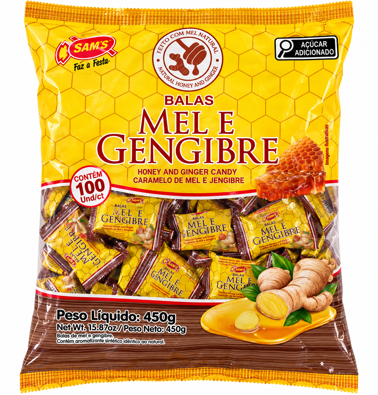 BALA MEL E GENGIBRE SAM'S 450G