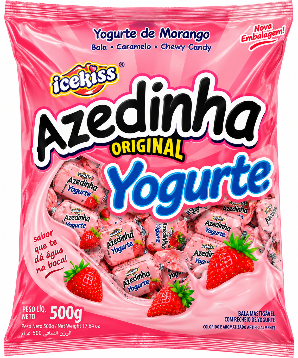 BALA MASTIGÁVEL AZEDINHA ICEKISS YOGURTE 500G
