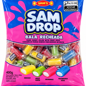 BALA DURA RECHEADA SAM DROP FRUTAS 400G
