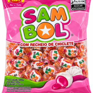 BALA DURA SAM BOL COM RECHEIO DE CHICLETE 500G