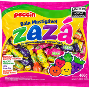 BALA MASTIGÁVEL ZAZÁ FRUTAS SORTIDAS 400G