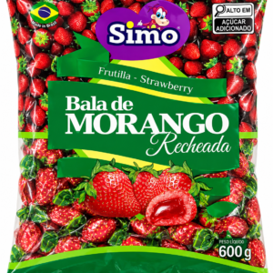 BALA DE MORANGO SIMO RECHEADA 600G