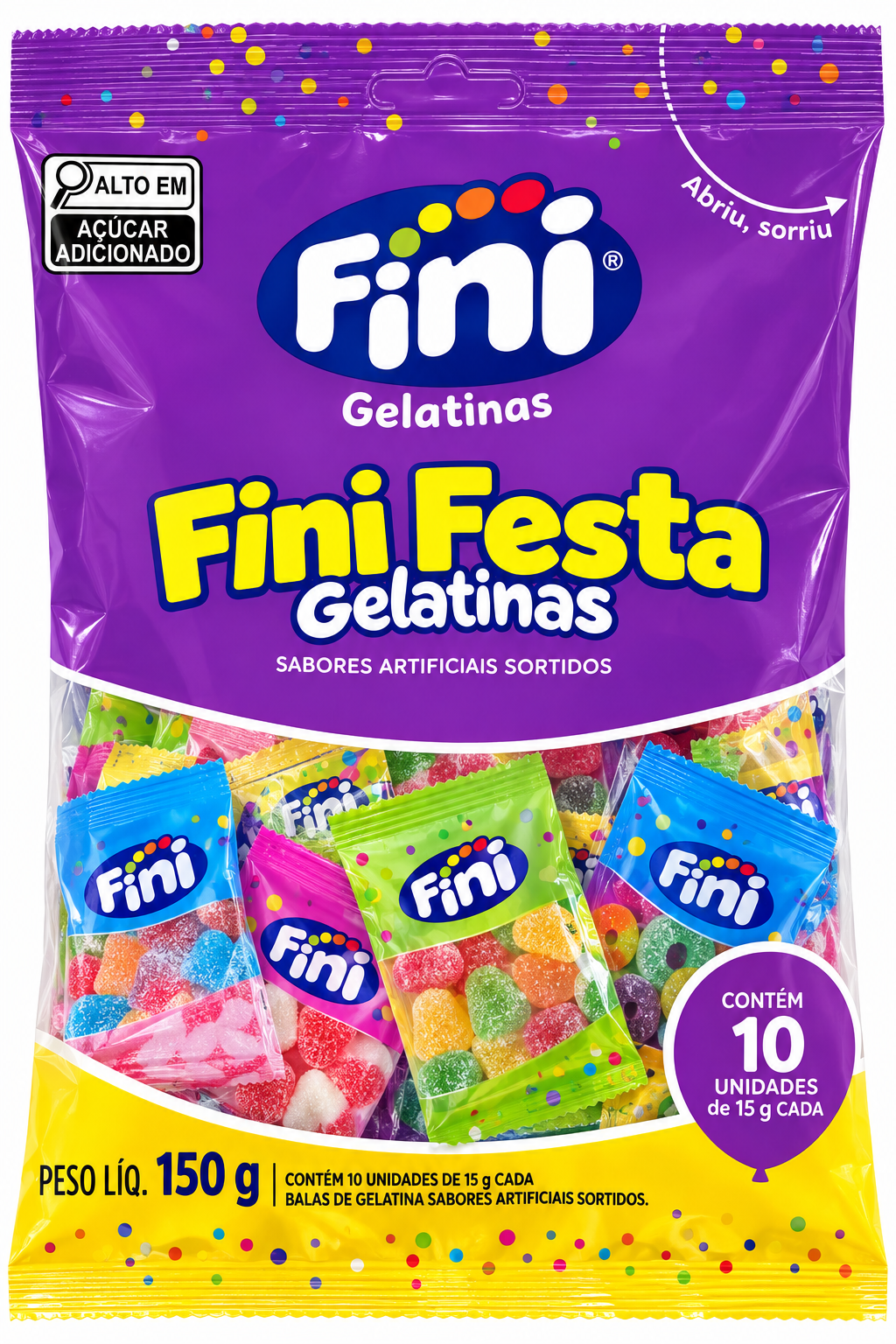 BALA FINI FESTA GELATINAS SORTIDAS 150G