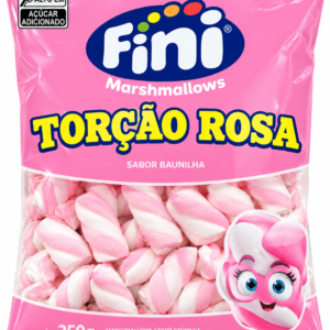 MARSHMALLOW FINI TORÇÃO ROSA SABOR BAUNILHA 250G