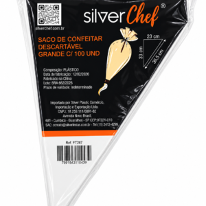 SACO DE CONFEITAR DESCARTÁVEL GRANDE SILVER CHEF C/ 100 UNIDADES