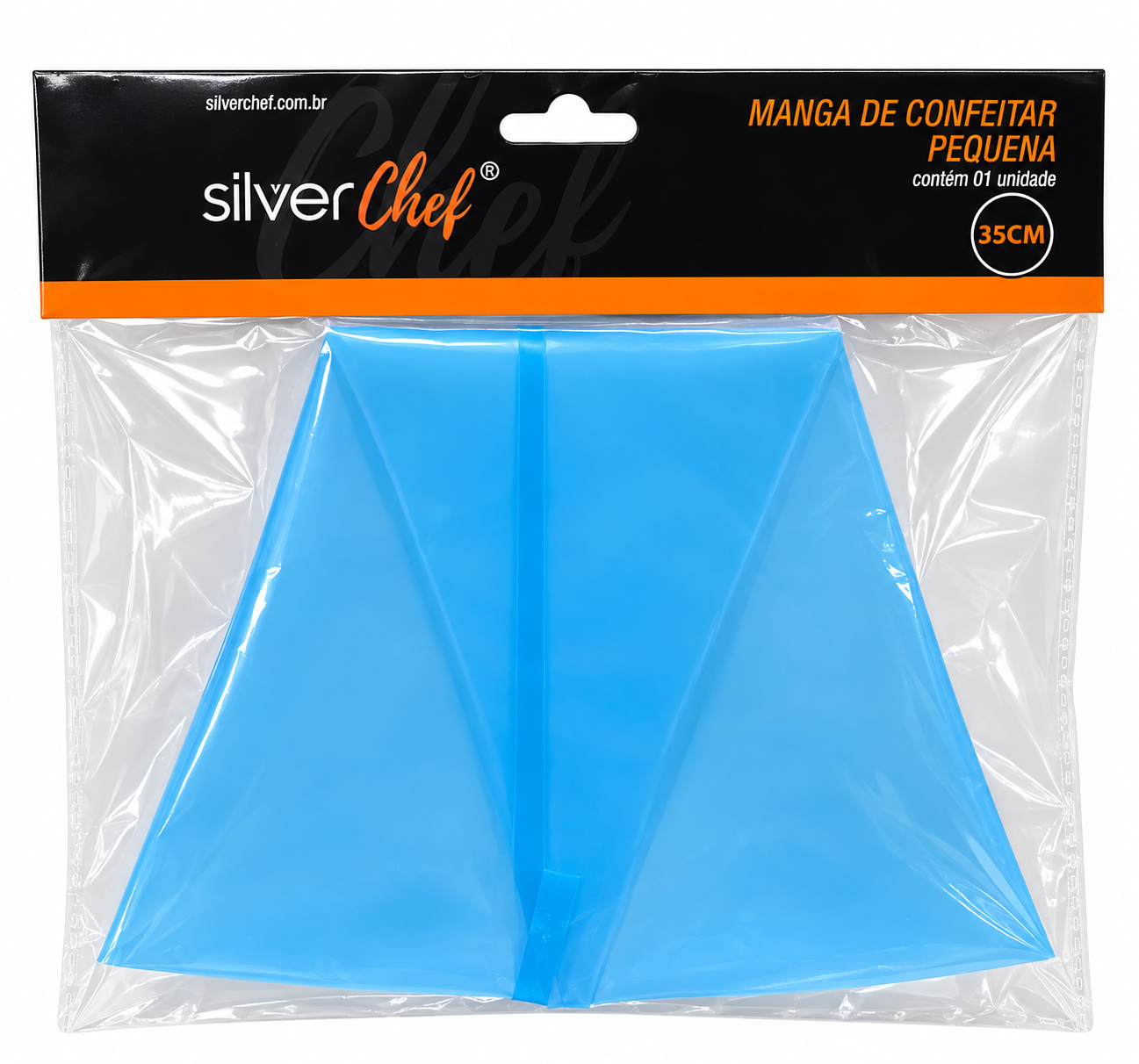 MANGA DE CONFEITAR PEQUENA SILVER CHEF 35CM 1 UNIDADE