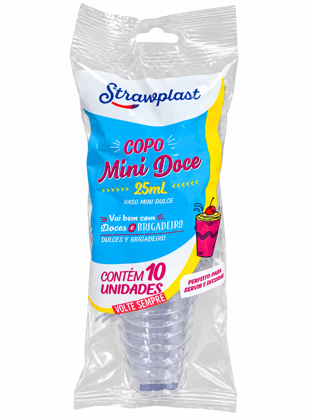 COPO MINI DOCE 25ML STRAWPLAST – 10 UNIDADES