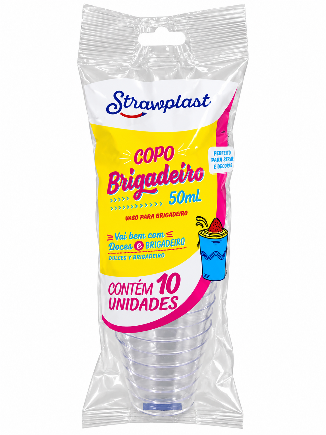 COPO BRIGADEIRO 50ML STRAWPLAST – 10 UNIDADES