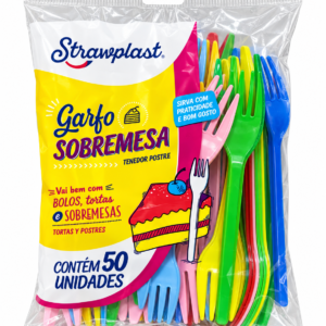 GARFO SOBREMESA COLORIDO STRAWPLAST – 50 UNIDADES