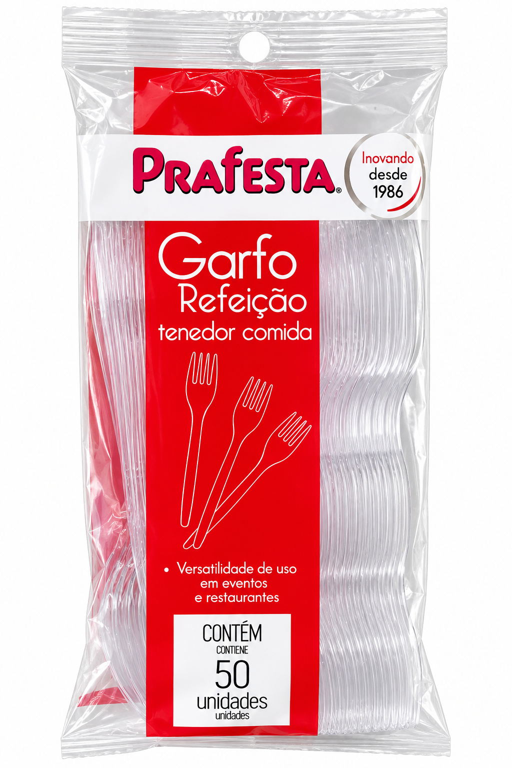 GARFO REFEIÇÃO DESCARTÁVEL PRAFESTA – 50 UNIDADES