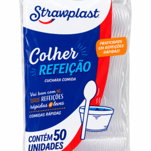 COLHER REFEIÇÃO STRAWPLAST – 50 UNIDADES