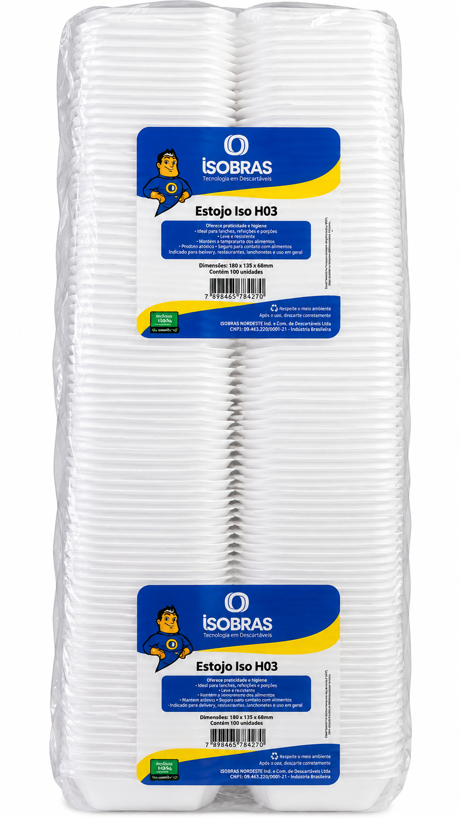 ESTOJO DE ISOPOR ISOBRAS ISO H03 – 100 UNIDADES