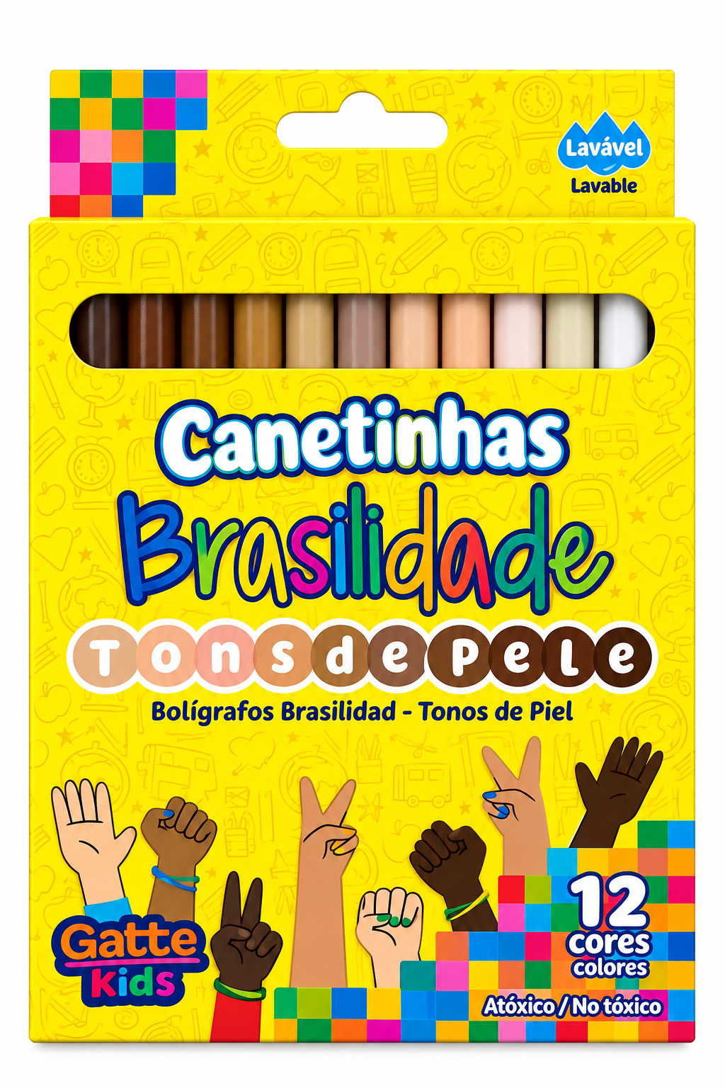 CANETINHAS GATTE KIDS BRASILIDADE TONS DE PELE – 12 CORES