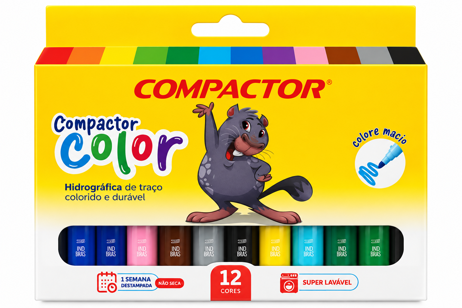 CANETA HIDROGRÁFICA COMPACTOR COLOR – 12 CORES
