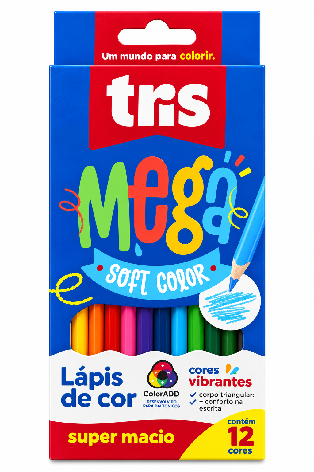 LÁPIS DE COR TRIS MEGA SOFT COLOR – 12 CORES