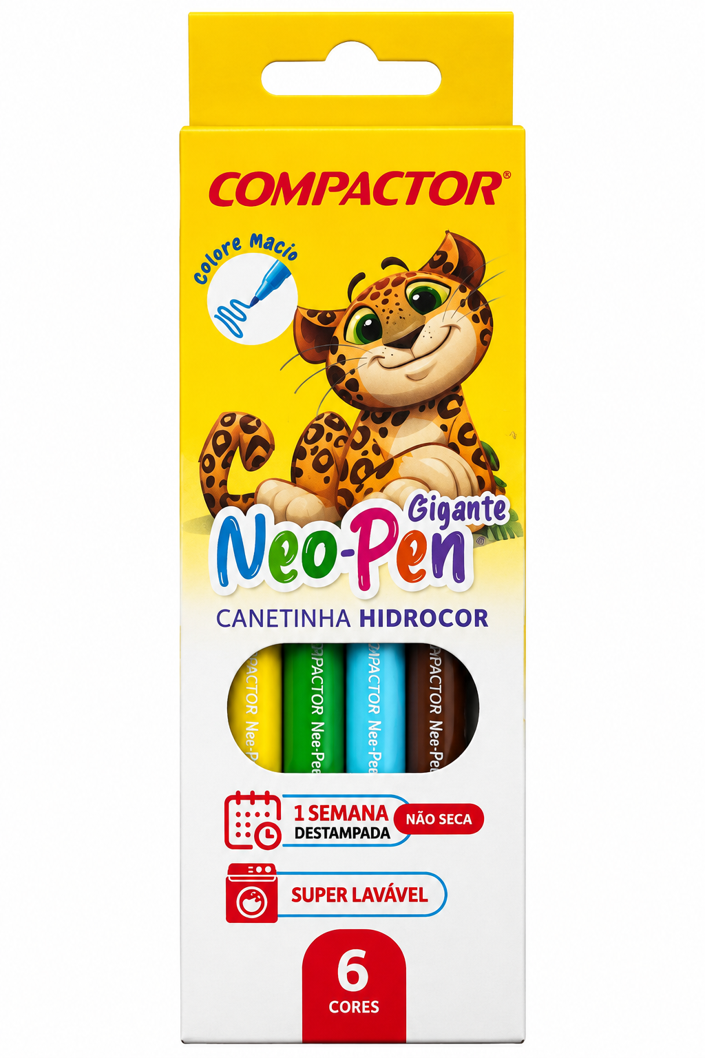 CANETINHA HIDROCOR COMPACTOR NEO-PEN GIGANTE – 6 CORES