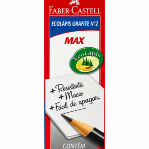 LÁPIS GRAFITE Nº 2 FABER-CASTELL ECOLÁPIS MAX – CAIXA COM 12 UNIDADES