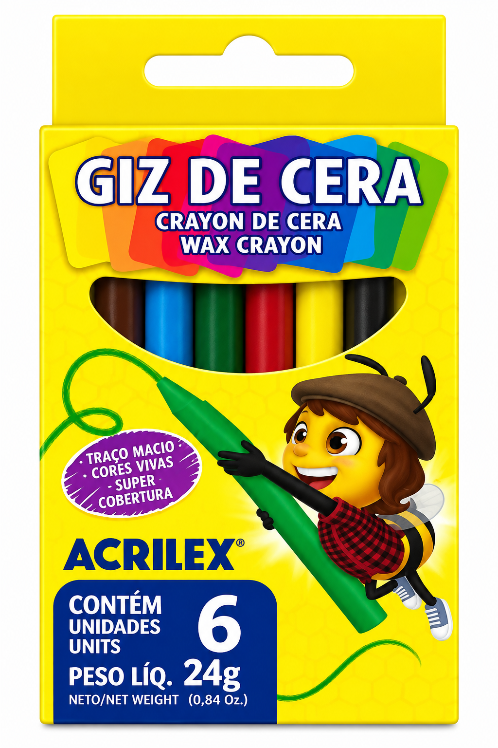 GIZ DE CERA ACRILEX – 6 CORES – 24G