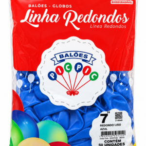 BALÃO REDONDO LISO AZUL Nº 7 – 50 UNIDADES