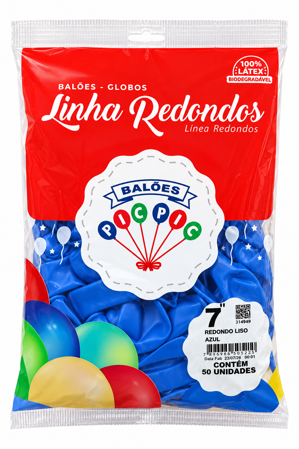 BALÃO REDONDO LISO AZUL Nº 7 – 50 UNIDADES