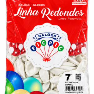 BALÃO DE LÁTEX REDONDO LISO BRANCO Nº 7 C/50 UNIDADES