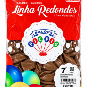 BALÃO DE LÁTEX REDONDO LISO MARROM Nº 7 C/50 UNIDADES