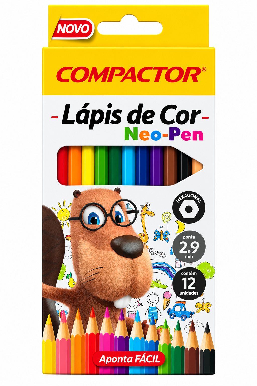 LÁPIS DE COR COMPACTOR NEO-PEN – 12 CORES