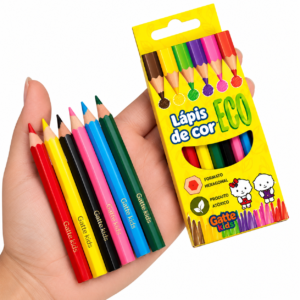MINI LÁPIS DE COR GATTE KIDS ECO – 6 CORES