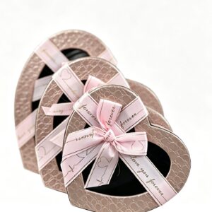 kit c/3 caixas de presente coraÇÃo rosa