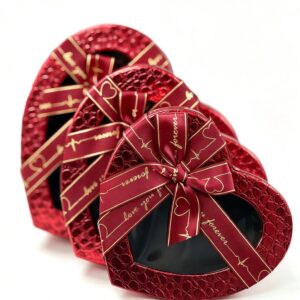 kit c/3 caixas de presente coraÇÃo vermelha